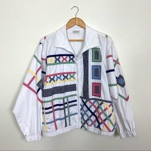 Vintage Pastel Patchwork Windbreaker Jacket